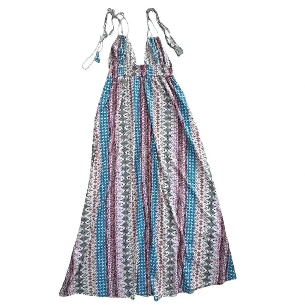 Lulu Print Backless V Neck Slip Maxi Dress - Picture 6 of 16